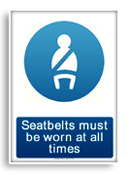 Seatbelts must be worn sign 